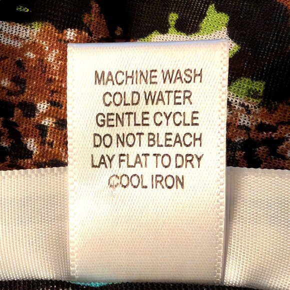 Mirror Image Womens Size S Colorful Abstract Graffiti Art Mesh Ruffle Hem Top - Picture 11 of 11